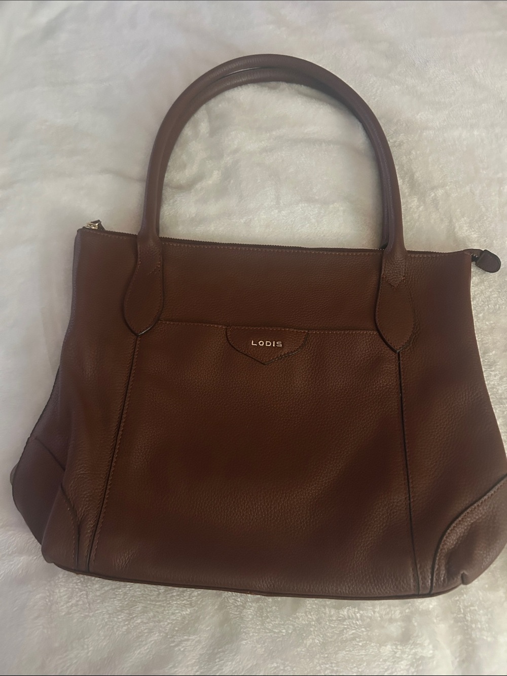 Lodis Chocolate Brown Leather Tote